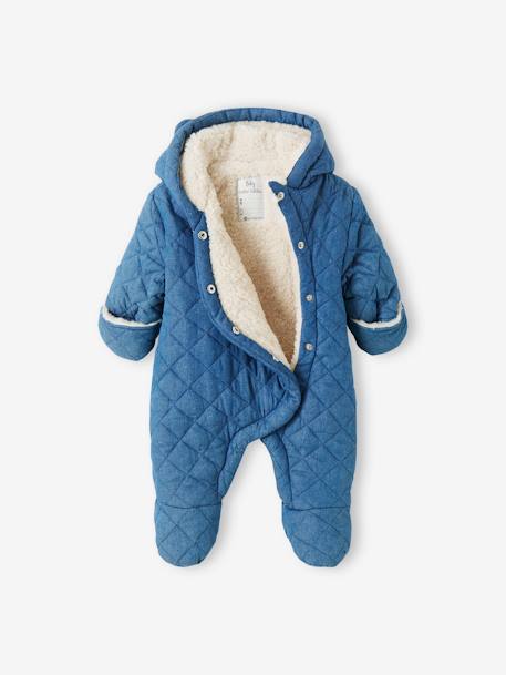Baby Winter-Overall aus Chambray, Wattierung Recycling-Polyester - blue stone - 5