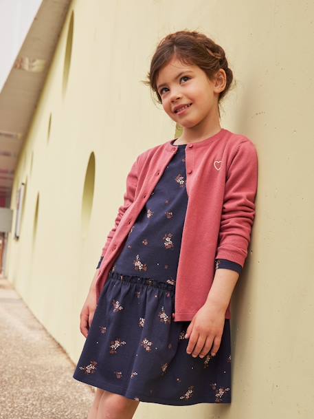Mädchen Kleid BASIC - braun bedruckt+nachtblau bedruckt+pudrig rosa+rosa bedruckt - 7