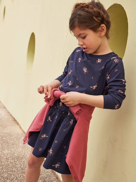 Mädchen Kleid BASIC - braun bedruckt+nachtblau bedruckt+pudrig rosa+rosa bedruckt - 9