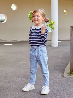 Maedchenkleidung-Hosen-Mädchen Paperbag-Jeans mit Blumenprint