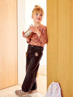 Maedchenkleidung-Hosen-Weite Mädchen Jeans, Blumenstickerei