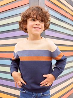 Jungenkleidung-Pullover, Strickjacken, Sweatshirts-Pullover-Jungen Feinstrickpullover mit Streifen Oeko-Tex®