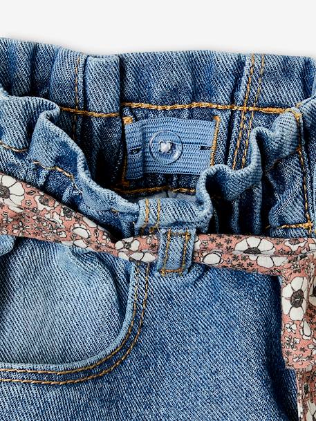 Mädchen Paperbag-Jeans mit Blumen-Gürtel - blue stone+dark blue+grauer denim+schwarz denim - 9