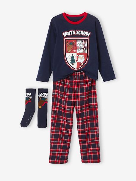 Jungen Weihnachts-Geschenkbox: Schlafanzug & Socken - marine - 1