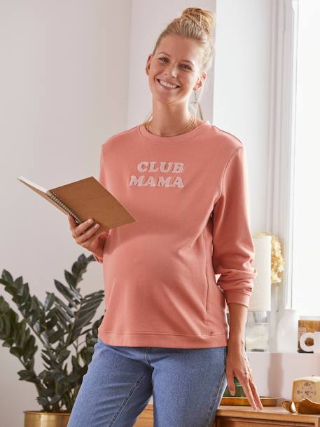 Sweatshirt für Schwangerschaft und Stillzeit - beige meliert+grau meliert - 1