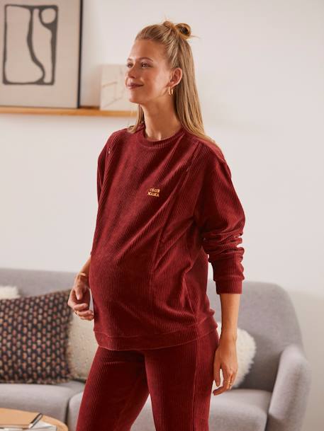 Cord-Sweatshirt, Schwangerschaft & Stillzeit - ziegel - 8