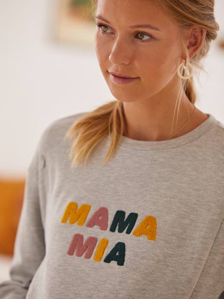 Sweatshirt mit Messageprint für Schwangerschaft & Stillzeit - grau meliert - 8