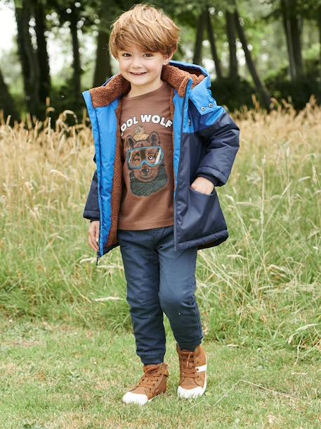 Jungen Funktionsjacke mit Recycling-Polyester - blau+braun - 9