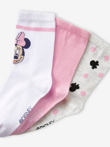 3er-Pack Kinder Socken Disney MINNIE MAUS Oeko-Tex - rosa/weiß/grau meliert - 3