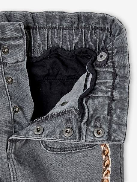 Mädchen Paperbag-Jeans mit Flechtgürtel - grau - 3