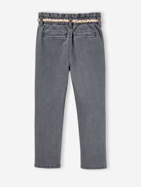 Mädchen Paperbag-Jeans mit Flechtgürtel - grau - 2