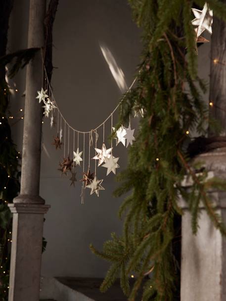 Weihnachtsgirlande mit Sternen - weiß gold - 1