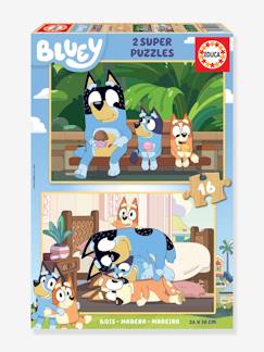 Spielzeug-Lernspielzeug-Puzzles-2er-Set Kinder Holz-Puzzles BLUEY EDUCA, 16 Teile