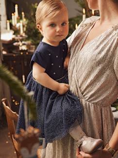 Babymode-Mädchen Baby Festkleid aus Satin & Glitzer-Tüll