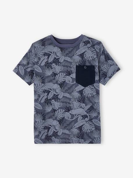 Jungen T-Shirt, Print und Brusttasche Oeko-Tex - anthrazit+braun+dunkelblau+moosgrün+pekannuss+weiß meliert+ziegel - 7