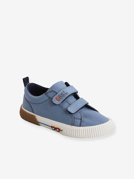Kinder Stoff-Sneakers mit Klett - blau+khaki - 1