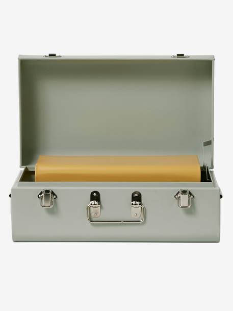 2er-Set Kinder Aufbewahrungskoffer aus Metall - graugrün+senfgelb+rosa+gold - 6