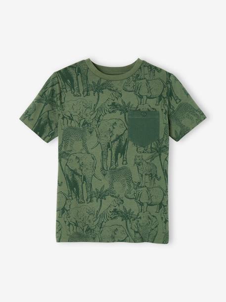 Jungen T-Shirt, Print und Brusttasche Oeko-Tex - anthrazit+braun+dunkelblau+moosgrün+pekannuss+weiß meliert+ziegel - 10