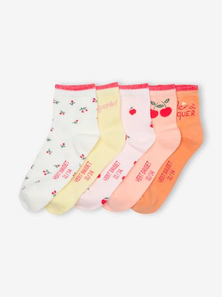 5er-Pack Mädchen Socken mit Obstmotiv Oeko-Tex - pfirsich - 1
