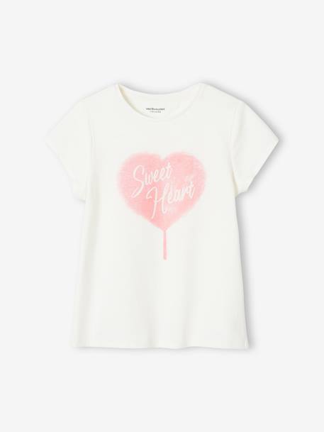 Mädchen T-Shirt, Message-Print BASIC Oeko-Tex - bonbon rosa+erdbeer+hellblau+himmelblau+koralle+marine+rot+tannengrün+vanille+wollweiß - 35