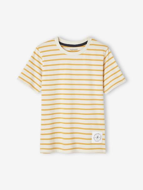 Jungen T-Shirt mit Streifen Oeko-Tex - aqua gestreift+azurblau+dunkelblau gestreift+gelb gestreift+rot gestreift - 15