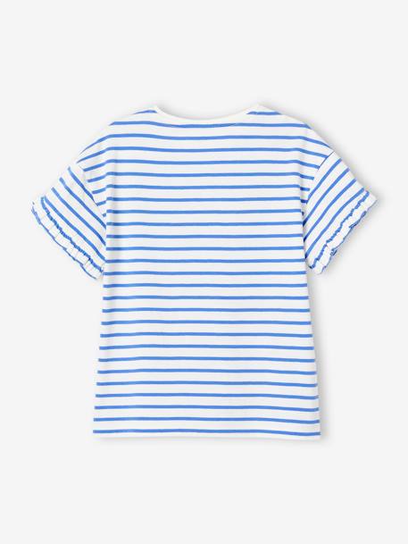 Mädchen T-Shirt mit Paillettenherz - blau gestreift+himmelblau+marine+wollweiß gestreift - 3