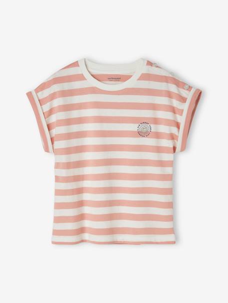 Mädchen T-Shirt, personalisierbar Oeko-Tex - grün gestreift+rosa gestreift - 6