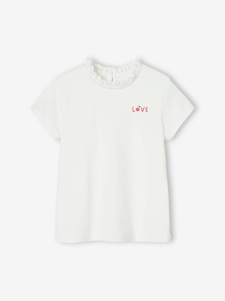 Mädchen T-Shirt mit Rüschen LOVE, personalisierbar - marine+wollweiß - 6