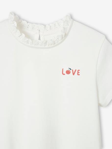 Mädchen T-Shirt mit Rüschen LOVE, personalisierbar - marine+wollweiß - 9