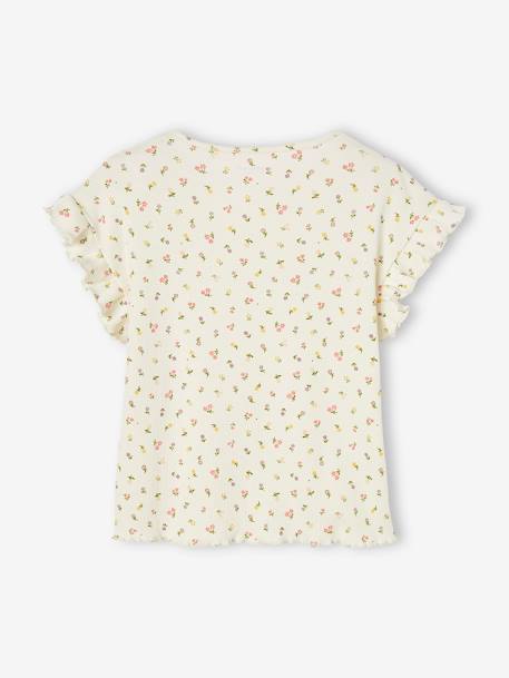 Mädchen T-Shirt mit Blumenmuster - nachtblau+wollweiß - 9