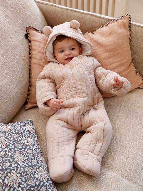 Baby Overall aus Musselin, seitliche Öffnung - beige - 1