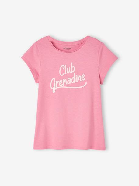 Mädchen T-Shirt, Message-Print BASIC Oeko-Tex - bonbon rosa+erdbeer+hellblau+himmelblau+koralle+marine+rot+tannengrün+vanille+wollweiß - 1