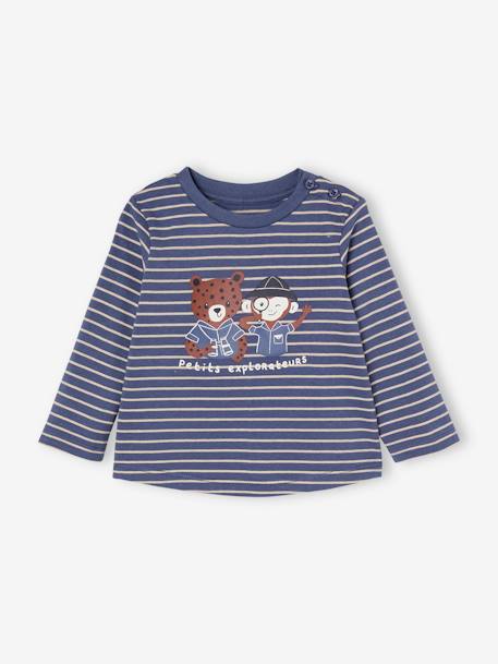 Baby-Set: Shirt & Sweathose Oeko-Tex - blau+gestreift/karamell - 4