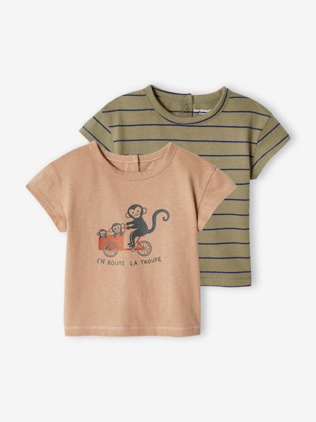 2er-Pack Baby T-Shirts BASIC - graubeige+graublau+karamell - 1