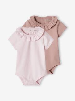 Günstige Mehrstück-Packungen-Babymode-Shirts & Rollkragenpullover-2er-Pack Baby Kurzarm-Bodys, Rüschenkragen Oeko-Tex