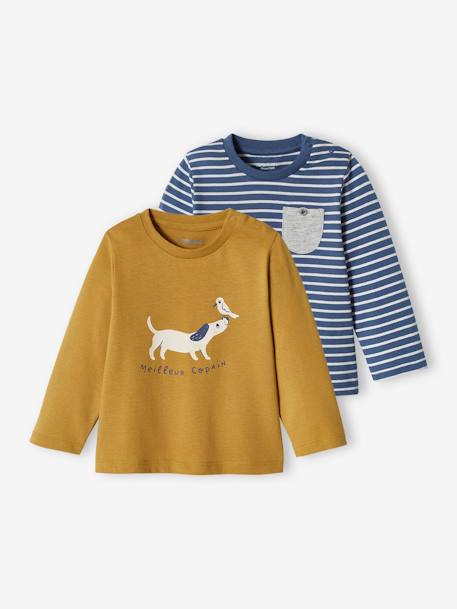 2er-Pack Baby Shirts BASIC - bronze+graublau+wollweiß - 1