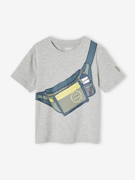 Jungen T-Shirt mit Fake-Bag - grau meliert - 3