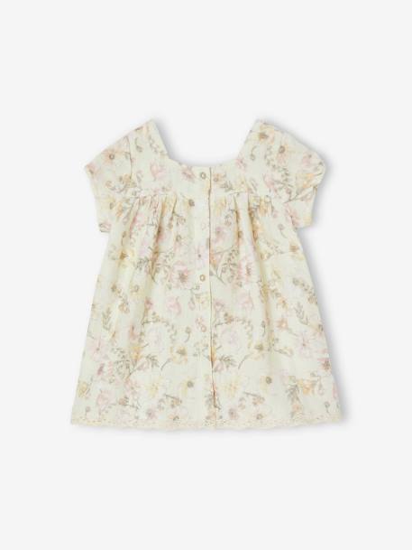 Mädchen Baby Kleid mit kurzen Ärmeln - wollweiß - 2