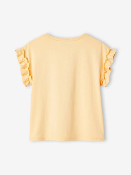 Mädchen T-Shirt mit Volantärmeln - dunkelrosa+hellgelb+marine+pfirsich+wollweiß - 9