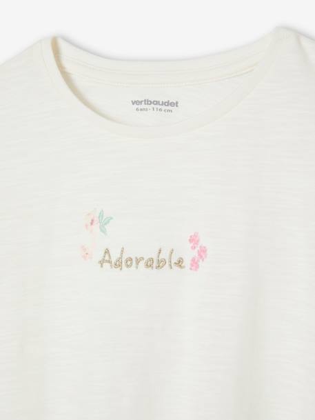 Mädchen T-Shirt mit gestickter Schrift - wollweiß - 5