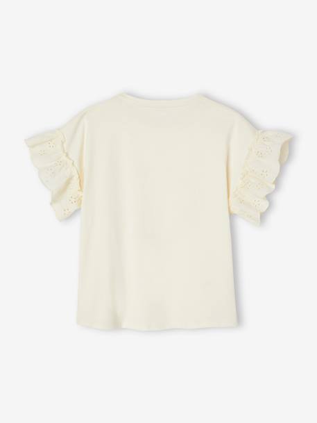 Mädchen T-Shirt, Ärmel mit Lochstickerei - wollweiß - 5