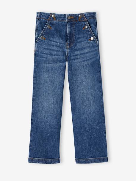 Weite Mädchen Jeans mit Zierknöpfen - blue stone - 6