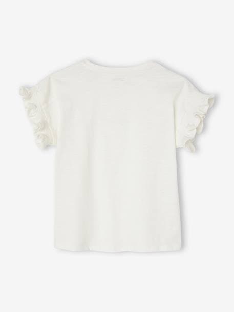 Mädchen T-Shirt mit gestickter Schrift - wollweiß - 4