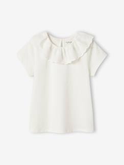 Maedchenkleidung-Shirts & Rollkragenpullover-Mädchen T-Shirt, Kragen mit Lochstickerei