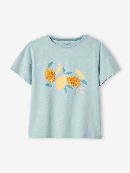 Mädchen T-Shirt mit Rüschenmotiv - aprikose+himmelblau+mandelgrün+marine gestreift+tinte - 4