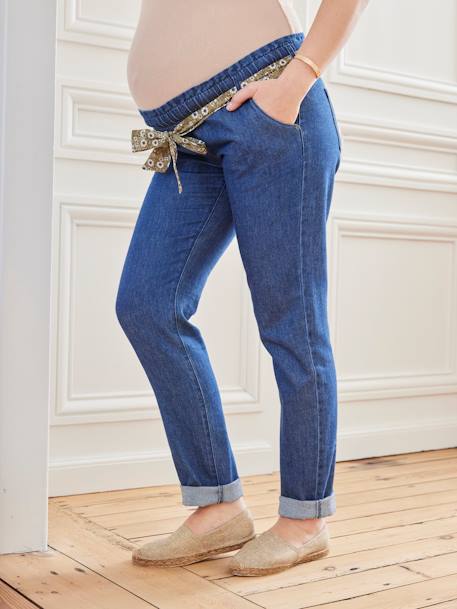 Umstands-Jeans mit Paperbag-Bund - dark blue - 1