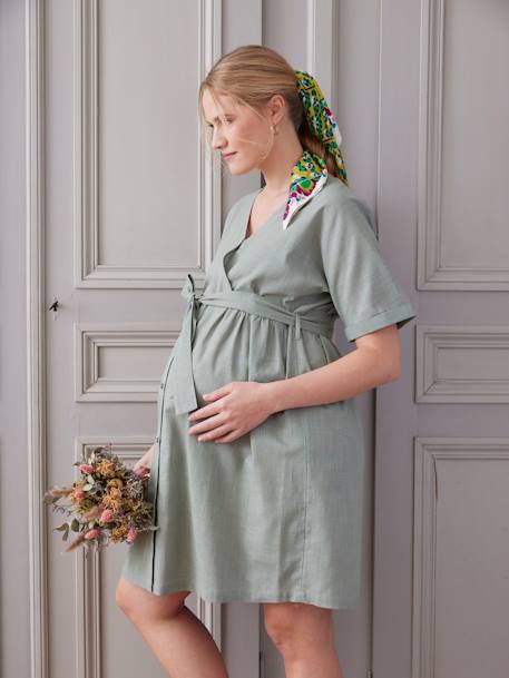 Wickelkleid für Schwangerschaft & Stillzeit - salbeigrün - 8