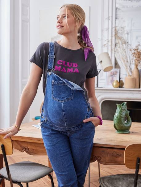 Bio-Kollektion: T-Shirt für Schwangerschaft CLUB MAMA, personalisierbar - altrosa+anthrazit - 8