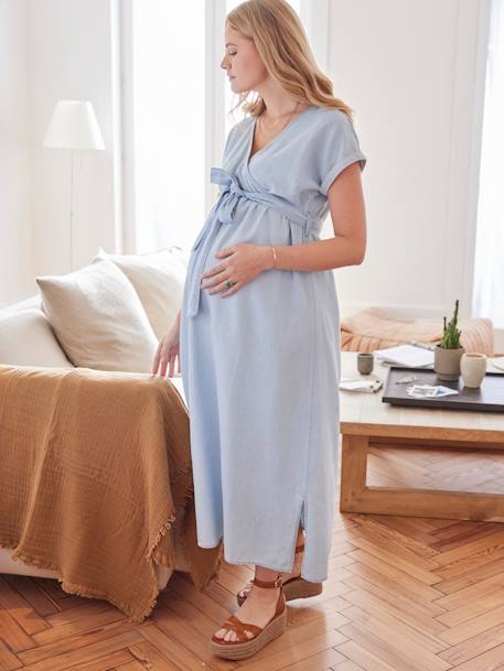 Langes Jeanskleid für Schwangerschaft und Stillzeit - blue stone - 4