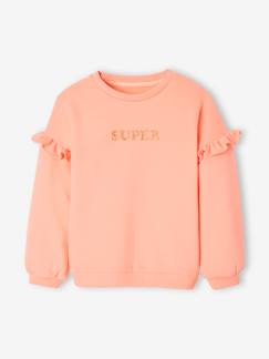 Maedchenkleidung-Pullover, Strickjacken & Sweatshirts-Sweatshirts-Mädchen Sweatshirt SUPER mit Volants, personalisierbar Oeko-Tex